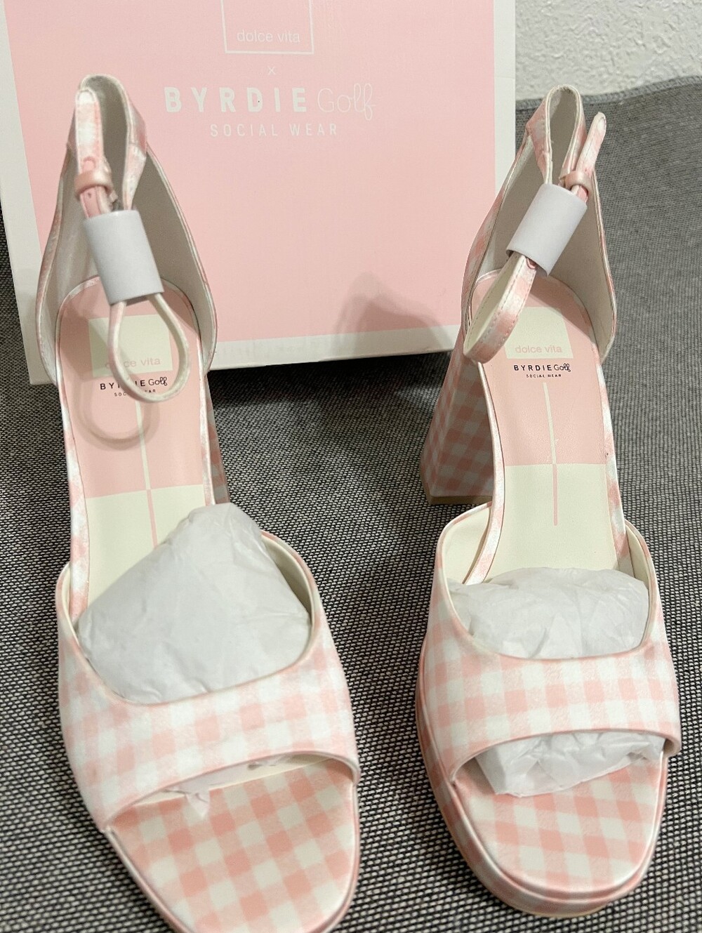 LAST PRICE New Dolce Vita Byrdie Gold Pandro Gingham Heels NO OFFERS - Picture 8 of 16